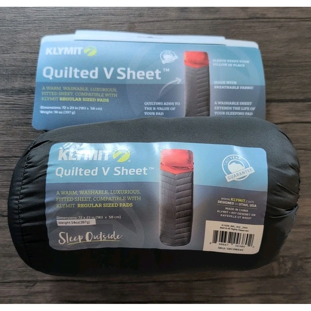 Klymit V Sheet for your Static V Sleeping Pad Quilted 72x23 in NEW IN PACKAGE